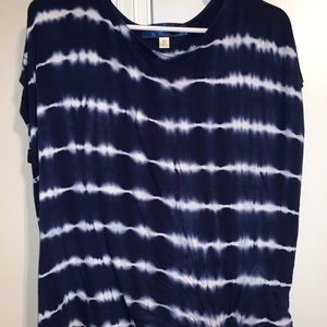 Navy Blue and White Striped Shirt